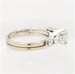 Leo Kay IGI 14K 5.4g Solid White Gold Diamond Solitaire Ring Wedding Set Size-7